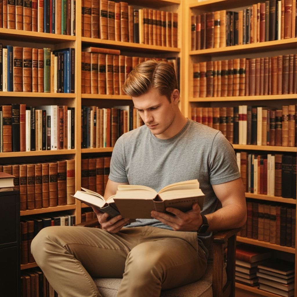 Simon Jacobs studying economics and finance literature